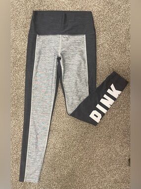 PINK Victoria's Secret Gray Colorblock Girls' Leggings with White Logo